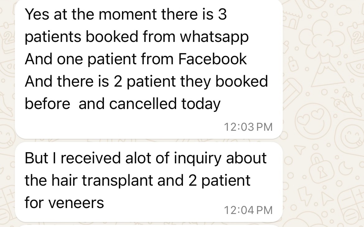 Client message — real result