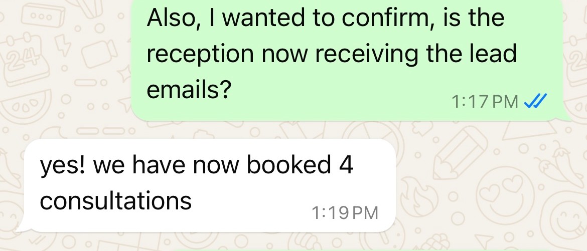 Client message — real result
