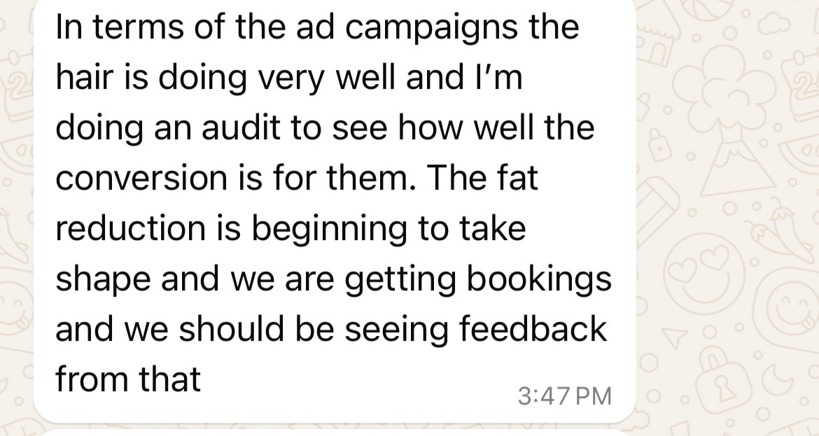 Client message — real result