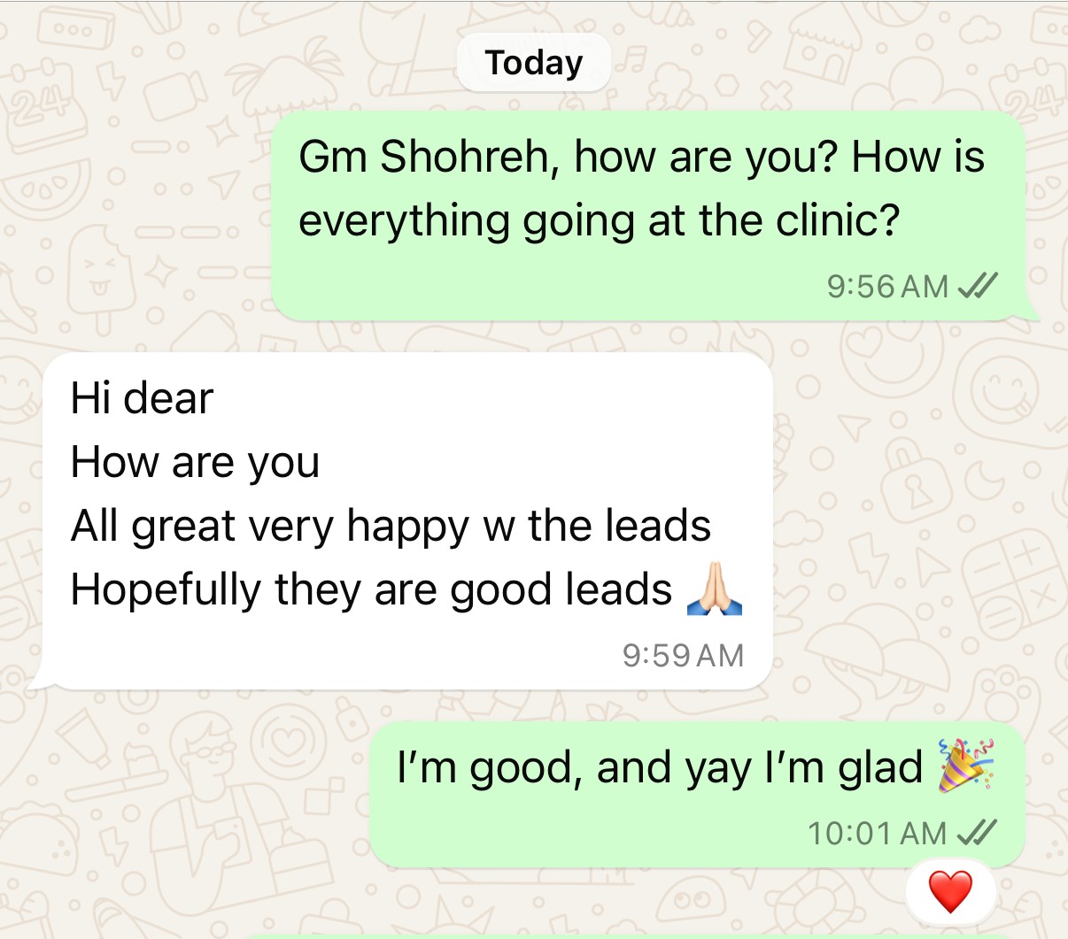 Client message — real result